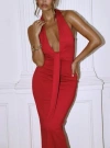 Princess Polly Lower Impact Valentyna Halter Maxi Dress In Red