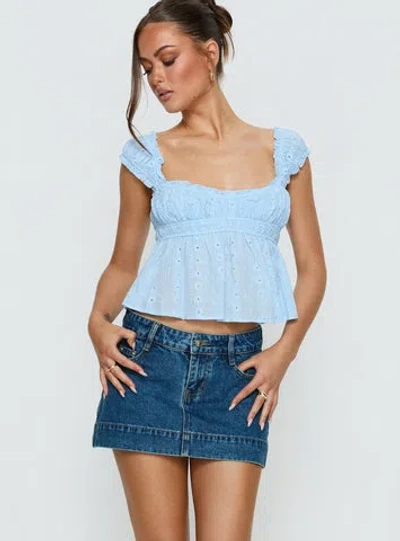 Princess Polly Lower Impact Warna Low Rise Denim Mini Skirt In Blue