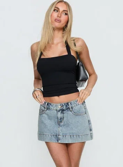 Princess Polly Lower Impact Warna Low Rise Denim Mini Skirt In Blue