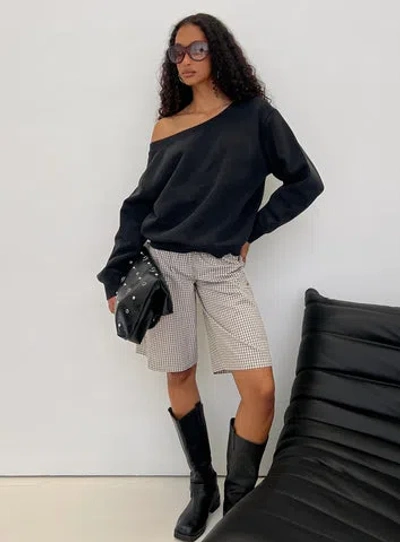 Princess Polly Lower Impact Wellness Off The Shoulder Jumper In Black