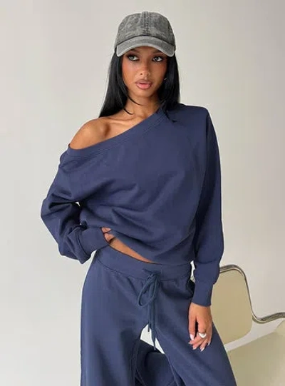 Princess Polly Lower Impact Wellness Off The Shoulder Jumper In Blue