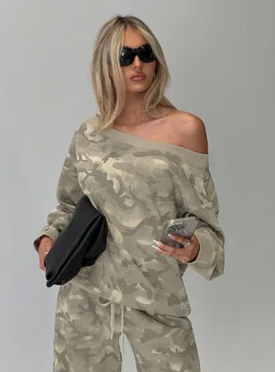 Princess Polly Lower Impact Wellness Off The Shoulder Jumper In Green