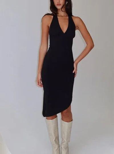 Princess Polly Lower Impact Whimsy Asymmetrical Midi Dress Black