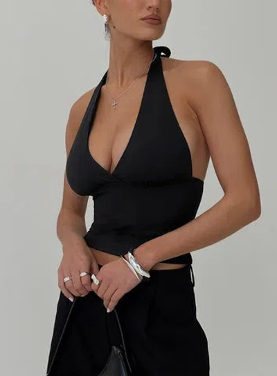 Princess Polly Lower Impact Whimsy Halter Top In Black