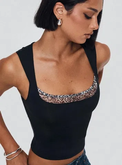 Princess Polly Lower Impact Xandi Top In Black Leopard