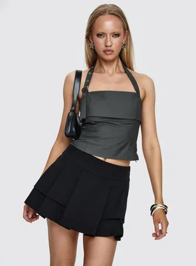 Princess Polly Lower Impact Yeva Pleat Mini Skirt In Black