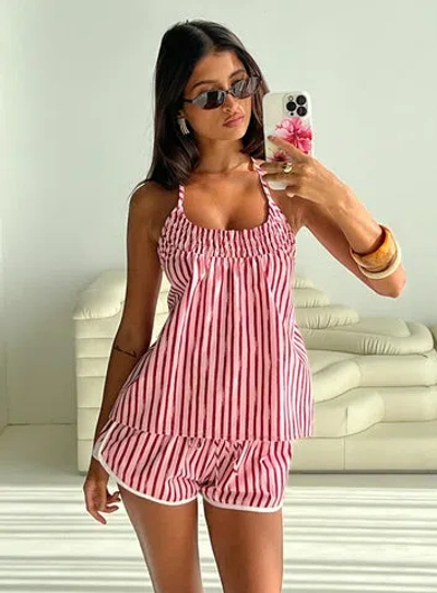 Princess Polly Lower Impact Your Everything Shorts In Pink Stripe