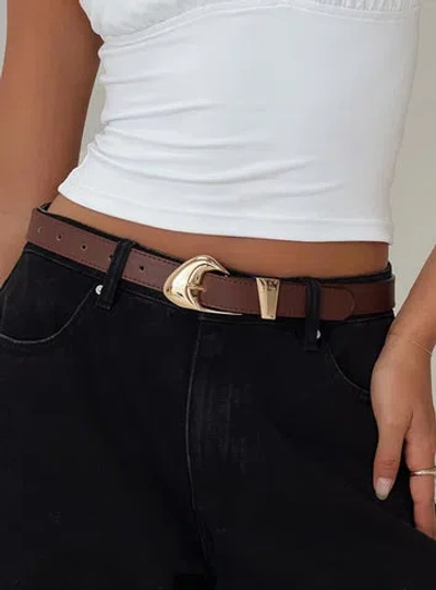 Princess Polly Lower Impact You're Strong Belt Dark In Brown / Gold