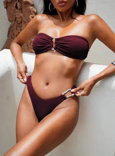 Princess Polly Lower Impact Zemi Hardware High Side Cheeky Bikini Bottoms In Purple