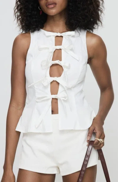 Princess Polly Luminary Sleeveless Organic Cotton Tie Front Top