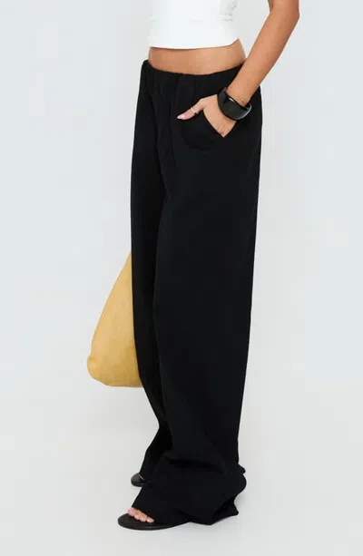 Princess Polly Lunea Low Rise Wide Leg Pants In Black