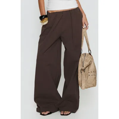 Princess Polly Lunea Low Rise Wide Leg Pants In Brown