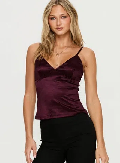 Princess Polly Lunetta Picot Trim Cami Top In Burgundy
