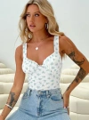 Princess Polly Lupton Floral Bodysuit In White / Blue Floral
