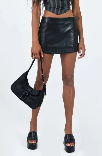 Princess Polly Lupton Faux Leather Miniskirt In Black
