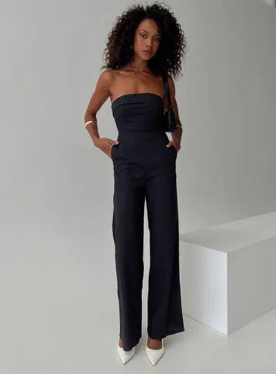 Princess Polly Luster Strapless Jumpsuit In Black