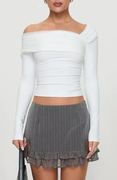 Princess Polly Lynsey Long Sleeve Crop Top In White