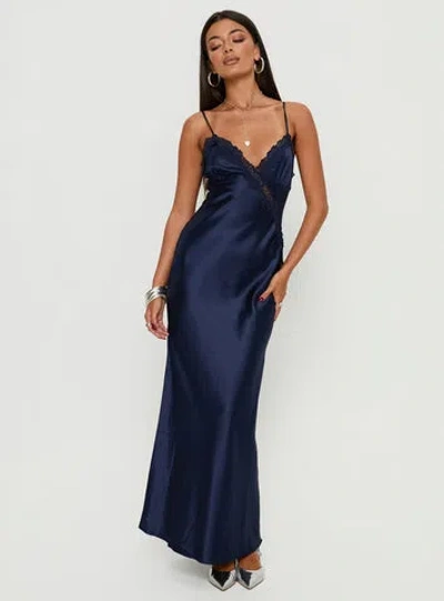 Princess Polly Madelene Lace V Neck Maxi Dress In Blue