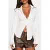 Princess Polly Madlin Stripe Long Sleeve Button-up Shirt In Neutral