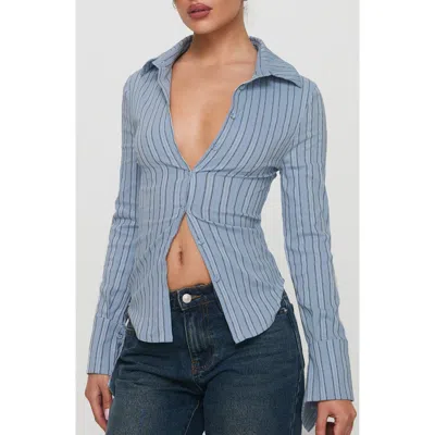 PRINCESS POLLY PRINCESS POLLY MADLIN STRIPE LONG SLEEVE BUTTON-UP SHIRT