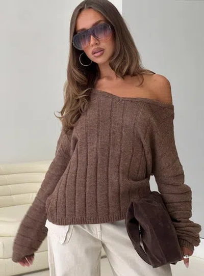 Princess Polly Main Thing Knit Sweater In Brown