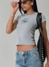 Princess Polly Malibu Moto Club Crop Graphic T-shirt In Grey