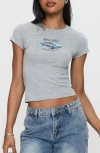 Princess Polly Malibu Moto Club Crop Graphic T-shirt In Gray