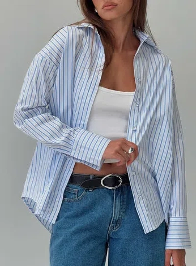 Princess Polly Mallin Shirt In Blue / White Stripe