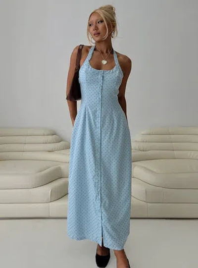 Princess Polly Mallorie Halter Maxi Dress In Blue / Black Polka