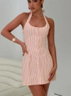 Princess Polly Mallorie Halter Mini Dress In Pink Stripe