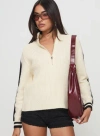 Princess Polly Mandee Quarter Zip Knit Sweater In Cream
