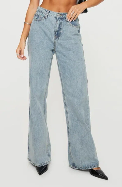 Princess Polly Maple High Waist Flare Jeans In Blue