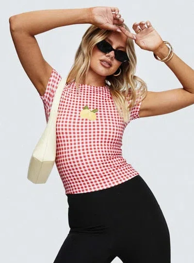 Princess Polly Marcello Graphic Top In Red Check