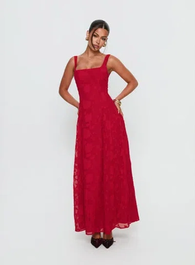 Princess Polly Margaux Burnout Maxi Dress In Red