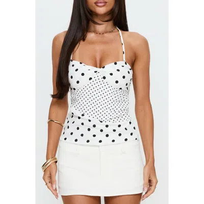 Princess Polly Marguerite Polka Dot Halter Top In White