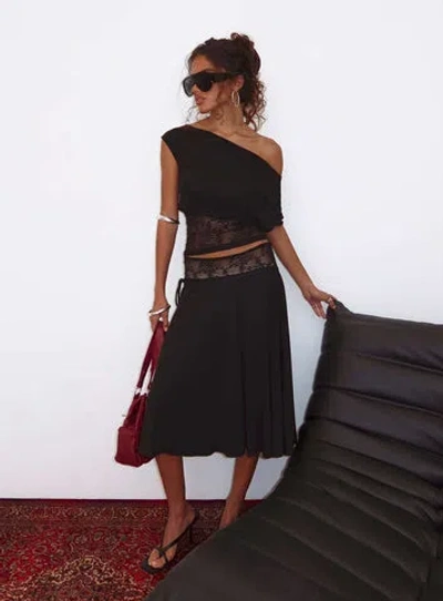Princess Polly Marienna Lace Midi Skirt In Black