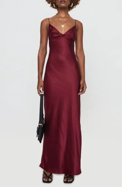 Princess Polly Marilyn Front Twist Satin Dress In Dark Red