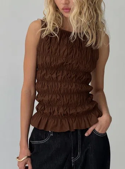 Princess Polly Marleene Smocked Tank In Brown