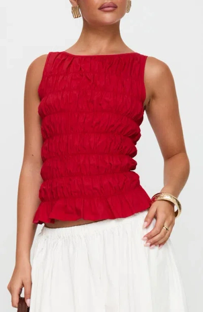 Princess Polly Marleene Smocked Tank In Red