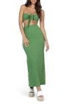 Princess Polly Matilda Crinkle Tie Bandeau & Maxi Skirt Set In Medium Green