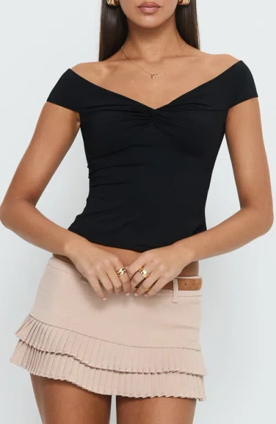 Princess Polly Maxeina Off Shoulder Twist Top In Black