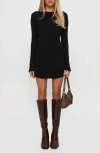 PRINCESS POLLY PRINCESS POLLY MAYOK OPEN BACK LONG SLEEVE RIB MINIDRESS