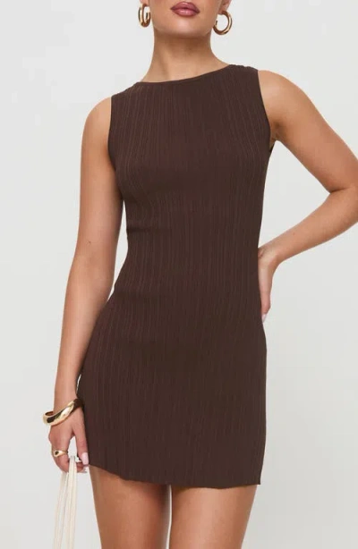 Princess Polly Mayok Open Back Rib Minidress In Brown