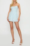 Princess Polly Mckilah Embroidered Cotton Minidress In Blue