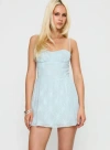Princess Polly Mckilah Embroidered Cotton Minidress In Blue