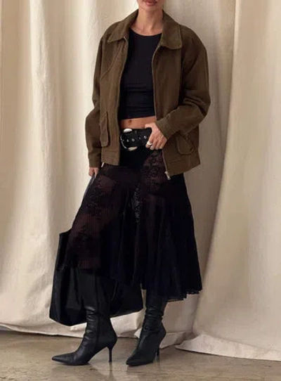 Princess Polly Mellissa Sheer Textured Midi Skirt In Black