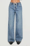 Princess Polly Mellowed Out Drawstring Low Rise Wide Leg Jeans