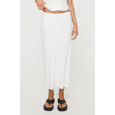 Princess Polly Mercer Low Rise Linen Blend Midi Skirt In White