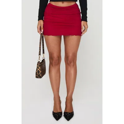 Princess Polly Meredith Ruched Mesh Miniskirt In Red