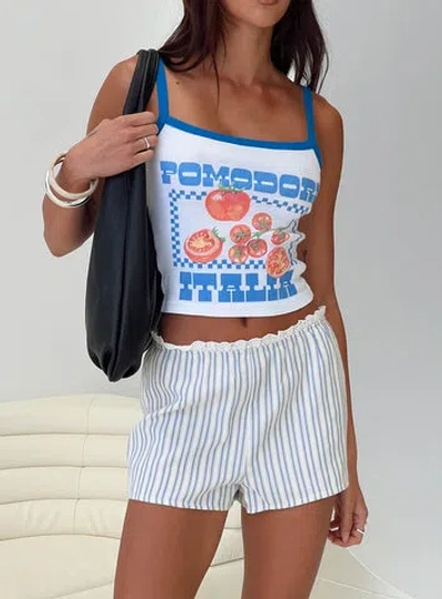 Princess Polly Merrilaine Micro Shorts In Blue / White Stripe